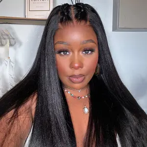 Reshine Hair Glueless 360 Lace Front Wigs Human Hair Kinky Straight Bleached Knots Wear & Go Wig With Drawstring Pre Cut Lace No Glue Needed