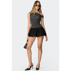 Polka Dot Asymmetric Bubble Skirt Mini Dress