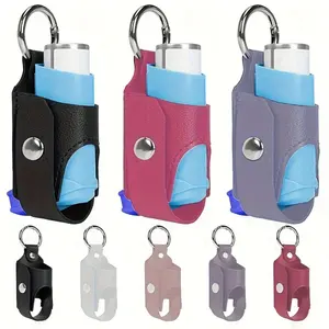1pc asthma inhaler holder storage bag, light and portable PU leather asthma inhaler storage bag, durable battery-free design, adult carry-on asthma inhaler storage bag, suitable for home and out use.