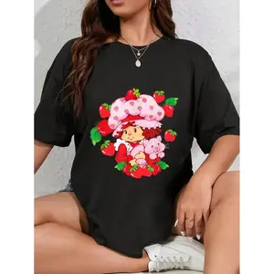 100% Cotton Unisex Strawberry Shortcake Custard Kitten Garden Besties T-Shirt