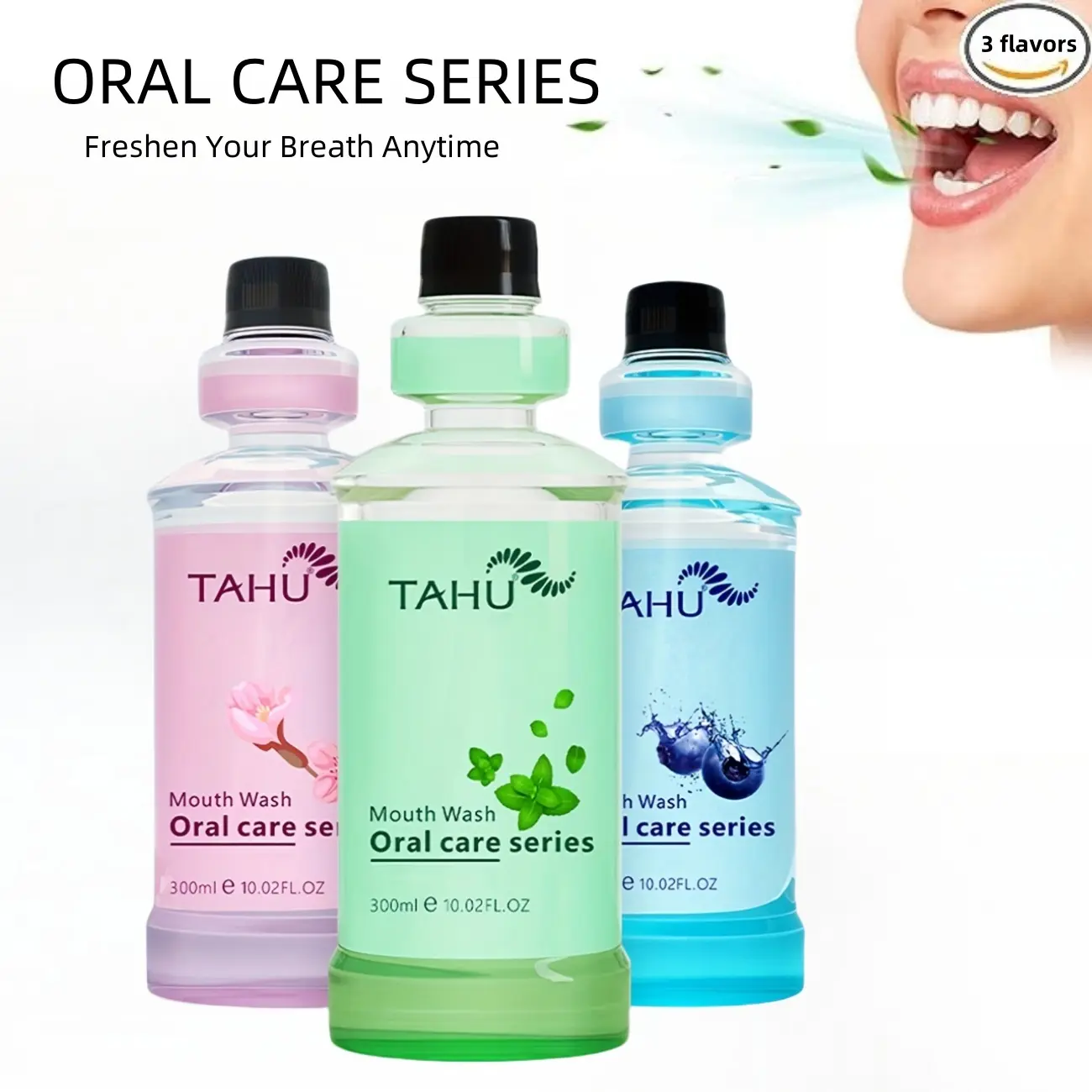 TAHU Oral care mouthwash with collagen peptides , breath freshener Gum Health Mouthwash，3 flavors (10oz)