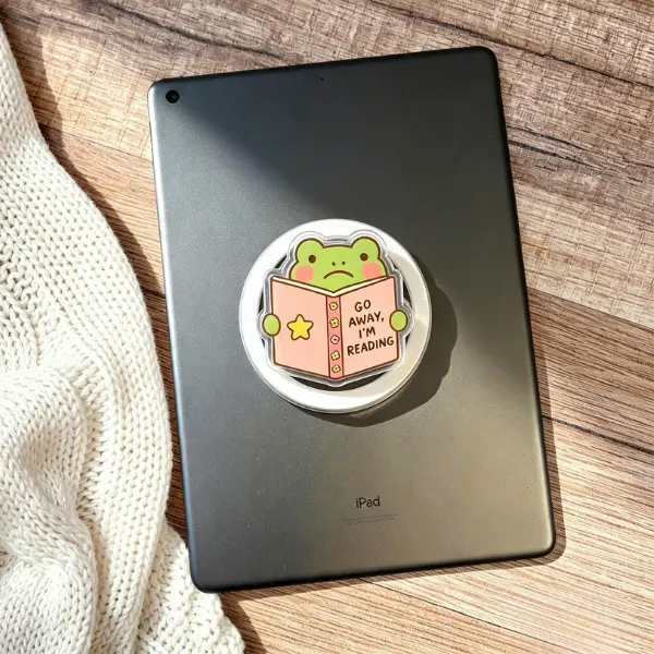 Go Away, I'm Reading Frog MagSafe Phone Grip, Introvert Bookworm PopSocket, Cute Frog Reading Book Accessory, Funny Introvert Gift, BookTok Reader Merch