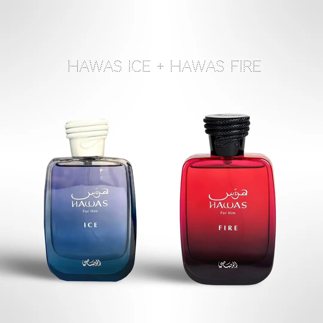 Hawas Ice + Hawas Fire Duo by Rasasi – 2 x 100ml (3.4 Fl Oz) Eau de Parfum for Men