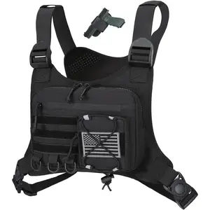 Outdoor Sports Chest Bag for Men, Chest Vest Holster Fits Most Pistols, EDC Travel Chest Pack for Running, Hiking