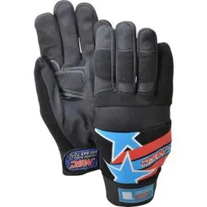 Made in USA Amara Full Fingers Work Gloves, Size XL (10), Padded Anti-Vibration & Impact Protection, Uncoated, Hook & Loop Cuff, Stars-Stripes, Paired Mechanics Gloves (222611)