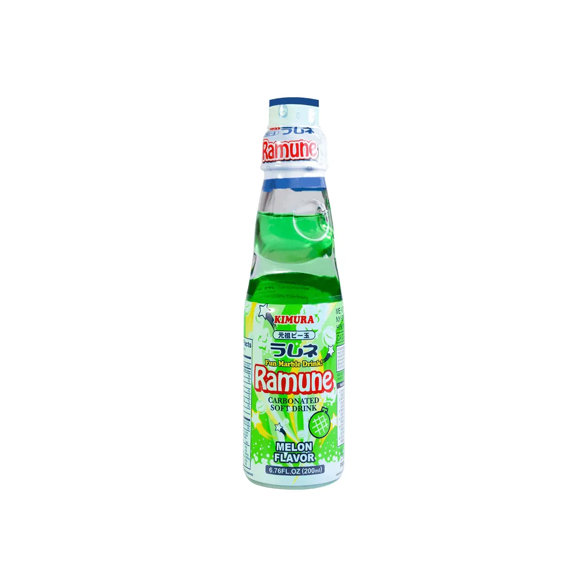KIMURA DRINK Original Japanese Ramune Soda - Melon Flavor, 200ml - Classic Marble Soda for Refreshment