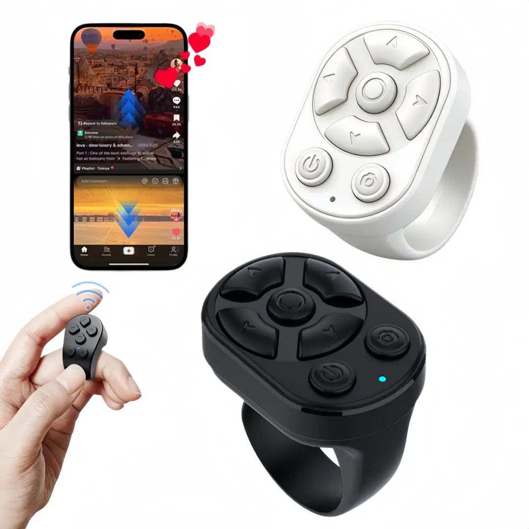 Scrolling Ring Remote, Bluetooth Page Turner, Camera Shutter Remote, Wireless Control For TikTok Videos, E-Book Reading, Selfie Vlog, Compatible With iOS & Android Smartphones gift