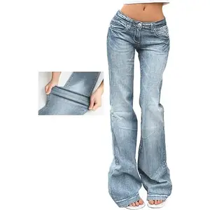 Women's Denim Fashion Versatile Comfortable Casual Flare Leg Jeans - Y2K 90s Low Rise Vintage Pants