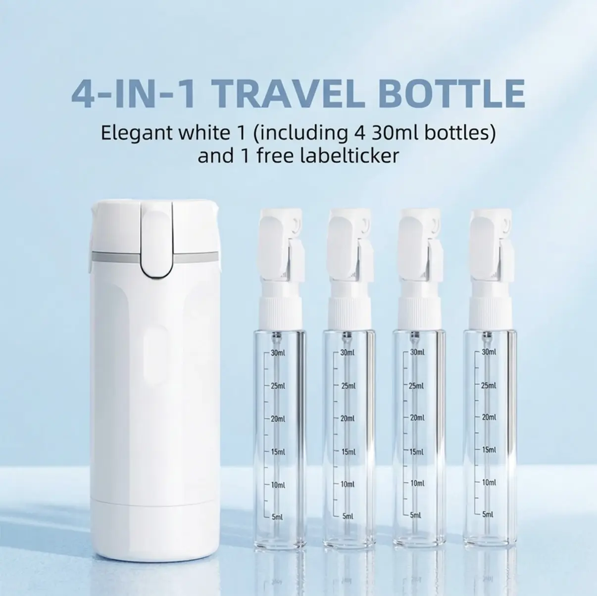 4-in-1 Portable Cosmetic Shampoo Dispenser Storage Bottle Plastic Travel Friendly Compact Design for Easy Carrying