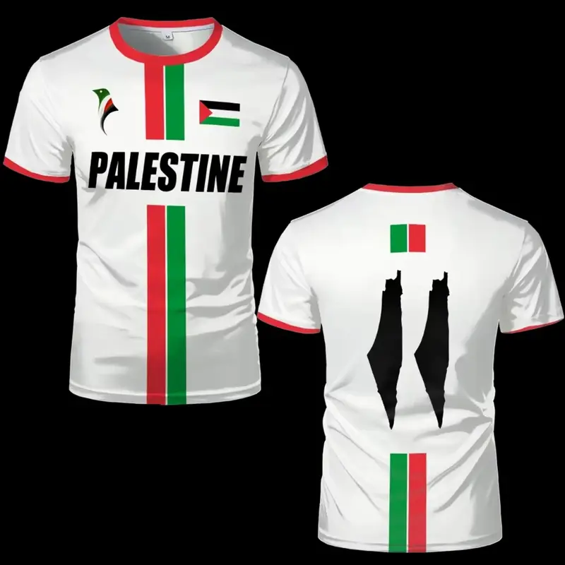 2026 Men's Palestine National Team Soccer Jersey, Short Sleeve Round Neck, Casual Sports Outdoor Wear, Vintage Soccer Shirt, Sports Clothing, Perfect Gift, Multiple Colors Available