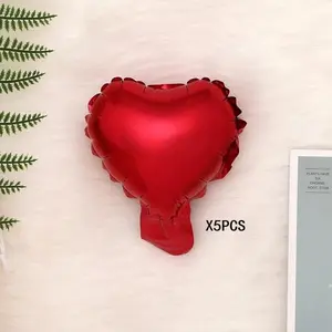 Heart Shaped Balloon, 5 Counts/set Romantic Love Aluminum Film Balloon, Balloon for Wedding, Party Decoration and Decoration