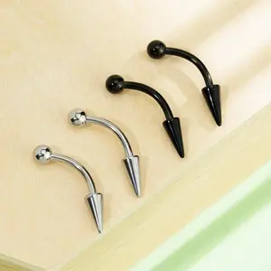 OUFER 4PCS 16G 316L Stainless Steel Body-Safe Piercing Jewelry Kits - Curved Bar Lip Rings, Vertical Labret Jewelry (8mm-10mm Bar Length) with Alternating Spiked & Ball Tops, Funky Accessories for Snake Bites, Everyday Wear