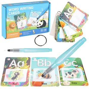 Hatwoo Alphabet Watercoloring Cards Set Colorful Learning Kit with Letters A-Z & Pen for Kids Interactive Educational Fun Christmas Halloween Gift fine motor activity Vocabulary Flashcards
