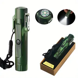 Electric Lighter With Compass Flashlight, Portable Flameless Lighter With Lanyard Outdoor Windproof Lighter Suitable For Camping Hiking Candle Barbecue Lighter