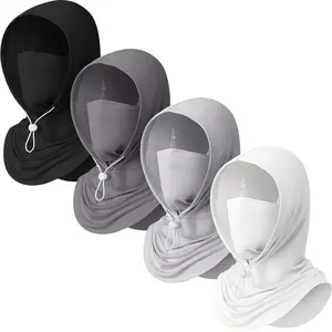 Unisex 4-Pack Ice Silk Cooling Balaclava Face Mask, Adjustable Seamless-Stitch UV Protection Breathable Neck Gaiter Hood, Sun Dust Protection for Motorcycle Cycling, Outdoor Sports Headwear, Four Pack
