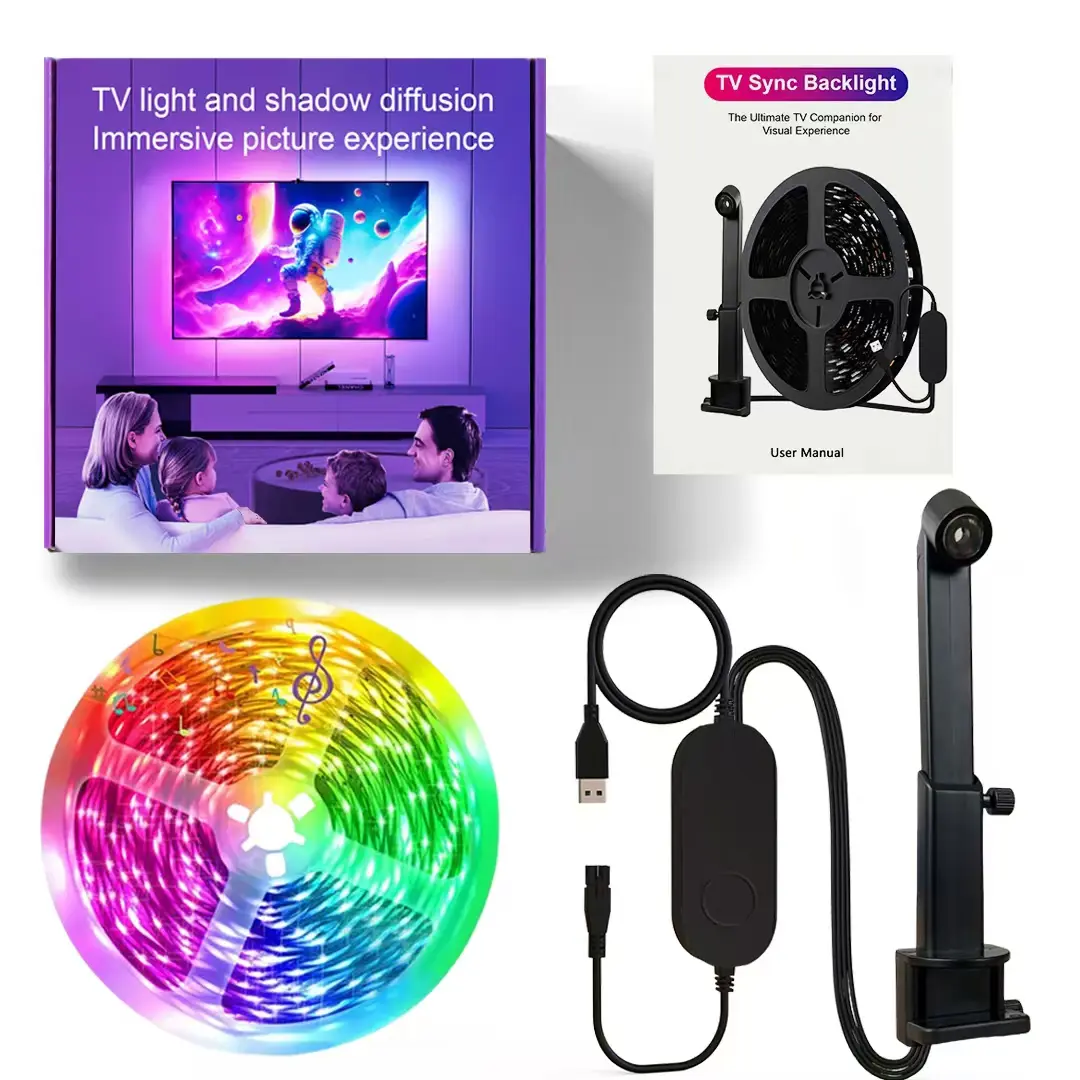 TV LED Backlight with Camera for 32-85 Inch Screens, 13 Feet LED Light Sync to Music, RGB Color Changing, Smart APP Control, USB Powered, Dynamic LED Lights, LED Atmosphere Lights, Programmable LED Light, Led Lighting