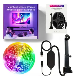 TV LED Backlight with Camera for 32-85 Inch Screens, 13 Feet LED Light Sync to Music, RGB Color Changing, Smart APP Control, USB Powered, Dynamic LED Lights