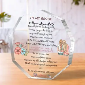 Letter Pattern Acrylic Plaque, 1 Count Desktop Ornament, Friendship Gift for Women, Birthday Gift for Friend, Home Decor for Living Room Bedroom, Acrylic Sign