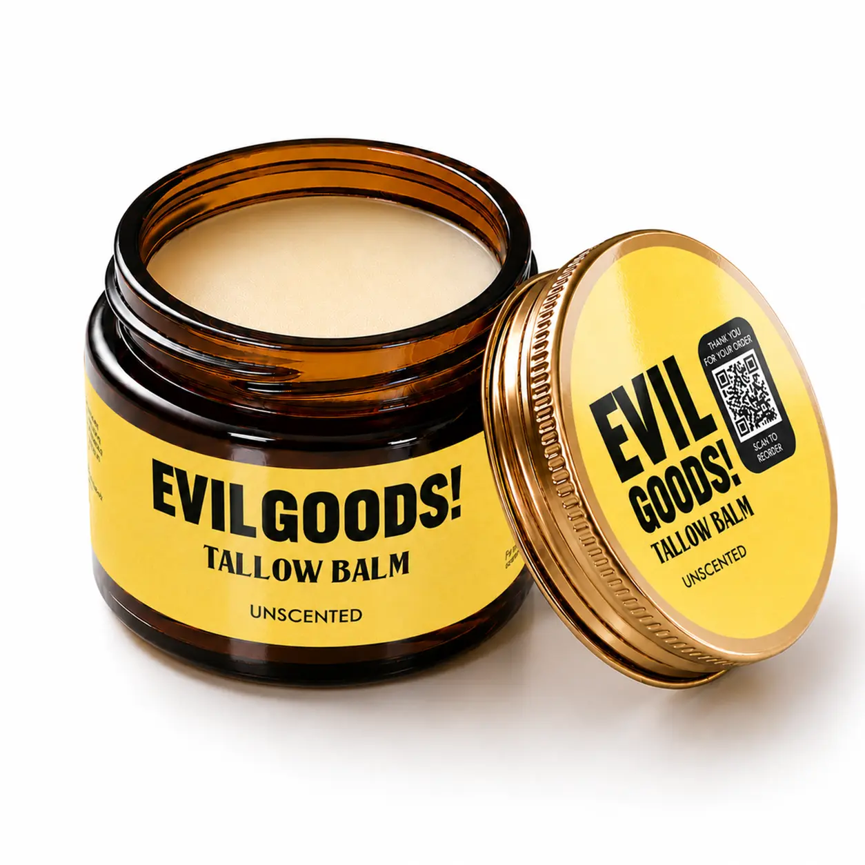 EVILGOODS Beef Tallow Balm, 2oz Body Care Moisturizer - Deeply Moisturizing, Long Lasting Hydrating Body Elixir for Glow