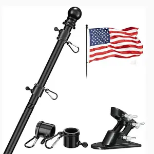 Flagpole Kit, 5ft Stainless Steel, Durable, Weatherproof, Anti-Tangle Rotatable, Ideal for Porch, Garage, Wall-Mounted Outdoor Use，Suitable for flags of various sizes, Height
