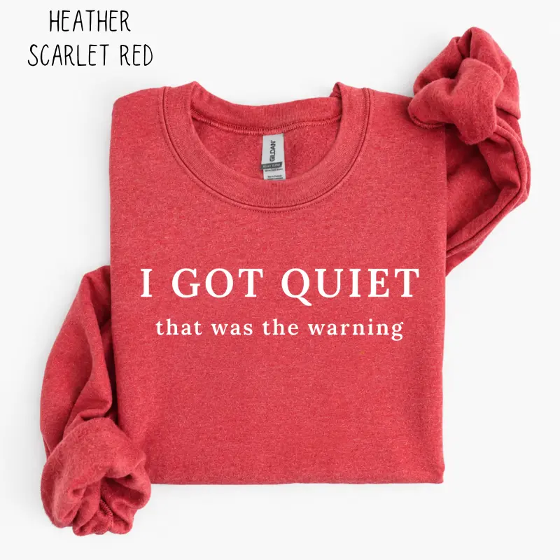 I Got Quiet That Was The Warning Sweatshirt, Funny Sarcastic Introvert Crewneck, Attitude Humor Pullover, Sassy Quote Graphic Top, Gift for Women