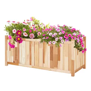 Jumbl Canadian Cedar Planter Box | Wood Garden Bed for Growing Flowers, Succulents & Other Plants at Home | Great for Outdoor Patio, Deck, Balcony