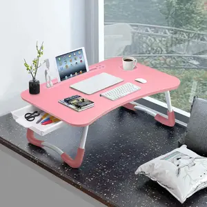 Lap Desk with Tablet Slot, Foldable Laptop Table with Storage Drawer for Bed，Portable Bed Desk for Laptop, Computer Tray with Cup Holder Notebook Stand Reading Holder for Couch Floor