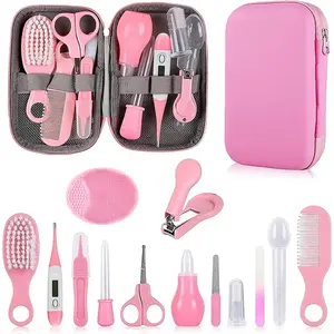 Baby Grooming Kit for Newborns Pink Infant Safety Care Set with Hair Brush Comb Nail Clipper Nasal Aspirator Baby Essentials for Girls Boys