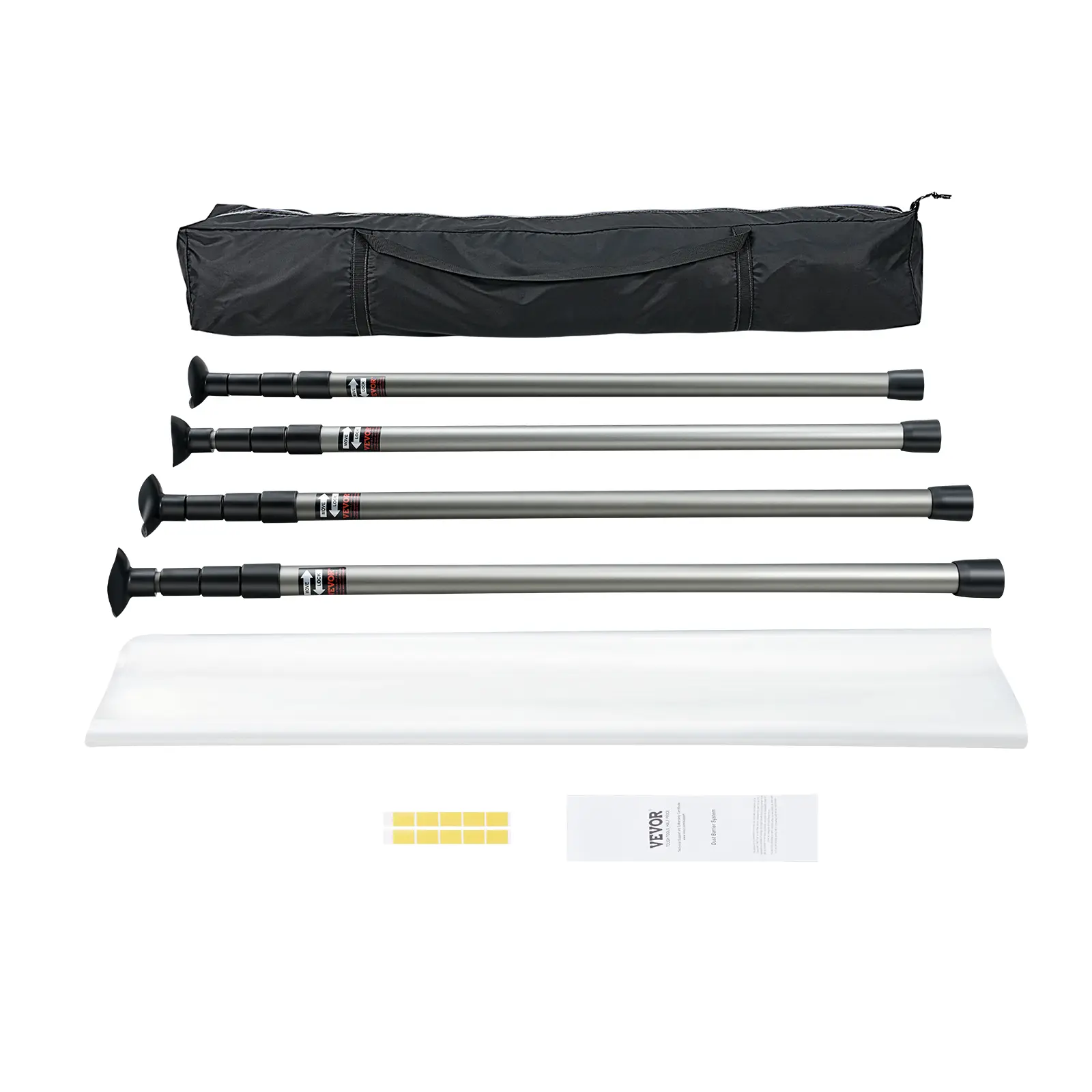 【BackToSchool】VEVOR Dust Barrier Poles, Carry Bag, 10 Ft Poles with 4 Telescoping Poles, and 32.8x13.12 Ft Plastic Film, for Interior Decoration and Painting Projects