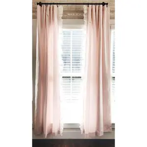 Baby Pink and White Ruffled Curtains