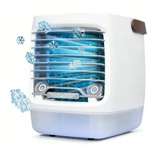 Portable Air Cooler Fan, 500ml Evaporative Air Cooler, Cooling Fan Air Cooler Fan with 3 Speeds & Turbo wind speed, 2 Adjustable Mist Levels, Colorful Lighting Portatil for Bedroom Room Office Desk, Usb Rechargeable Fan