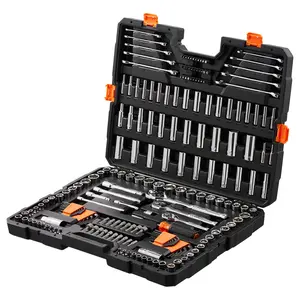 VEVOR Mechanics Tool Set and Socket Set, 1/4" 3/8" 1/2" Drive Deep and Standard Sockets, 205 Pcs SAE and Metric Mechanic Tool Kit with Bits, Combination Wrench, Hex Wrenches, Accessories, Storage Case