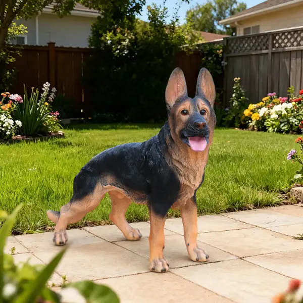 Lifelike Large Resin German Shepherd (Alsatian) Statue, Weatherproof Outdoor Garden Yard Lawn Decor, Gift for Dog Lovers, Ideal for Porch & decorating my apartment