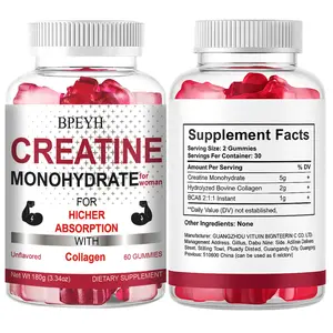 Creatine & Collagen-Creatine Monohydrate for Women with Collagenand BCAA's -Fitness Gummies 60 Count tiktok shop Supplement Healthcare Edible Dietary Colagen