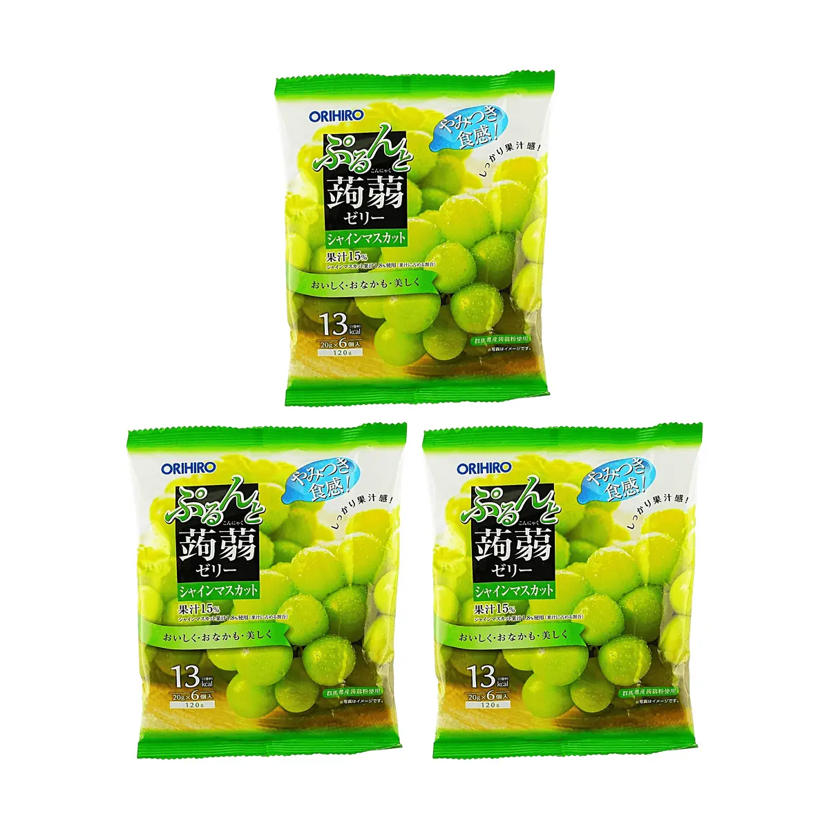ORIHIRO Konjac Jelly - Sunshine Rose Grape Flavor (6 pcs x 3 Packs) - 0 Fat, Low Calorie, Healthy Snack
