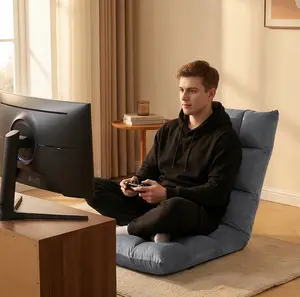[SummerVibes] Adjustable Floor Chair Cushioned Lazy Sofa, Comfortable Gaming & Reading Chair with Back Support, Gray