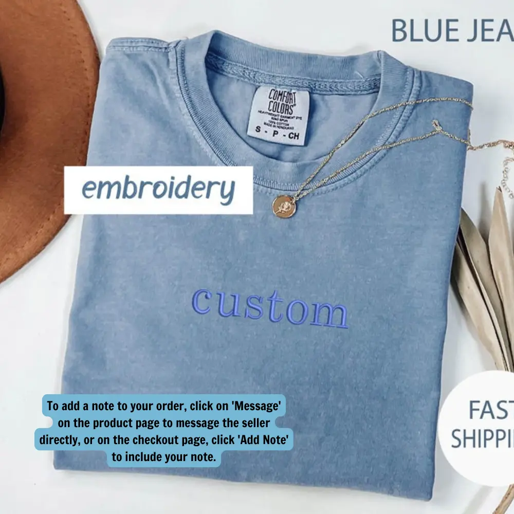 Personalized Embroidered Comfort Colors T shirt,Custom Tee,Custom Embroidered Tshirt,Embroidered Tee,Embroidered Shirt,Personalized tee