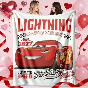 Lightning Mcqueen Racing Blanket, High-Weight Flannel Fabric, Soft and Warm, Anti-Wrinkle, Easy Clean, Perfect Gift for Kids