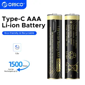 ORICO Ener-G 1.5V 500mWh AAA Rechargeable Battery Packs, 8-Pack with 1-Hour Fast Charge, Type-C Slot, Double Shell, Eco-Friendly, 1500x Recharge Times, for Remote Controllers, Electronic Toys-EG7C