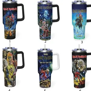 Iron Maiden 40oz Tumbler With Handle – Insulated Stainless Steel Travel Mug, Heavy Metal Fan Gift