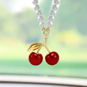 Cherry Design Car Hanging Ornament, Cute Car Rearview Mirror Hanging Decoration, Car Interior Decoration Accessories for Women & Girls