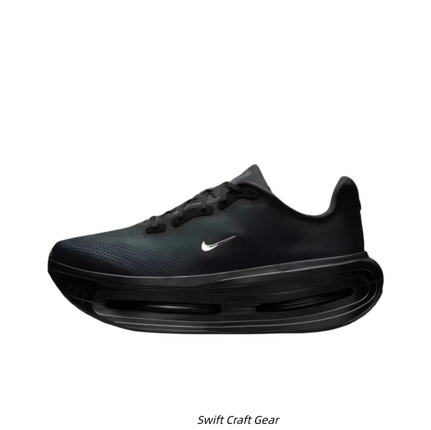 Solid All Black Perforated Breathable Mesh Running Shoes Extra Thick Stacked Hollow Shock Cushion Midsole Dot Grid Anti-Slip Rubber Outsole Lightweight Unisex Marathon Jogging Gym Training Athletic Trainers For Men Women