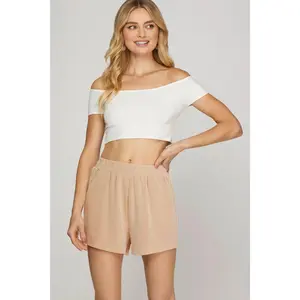 Rachel Ribbed Taupe Shorts
