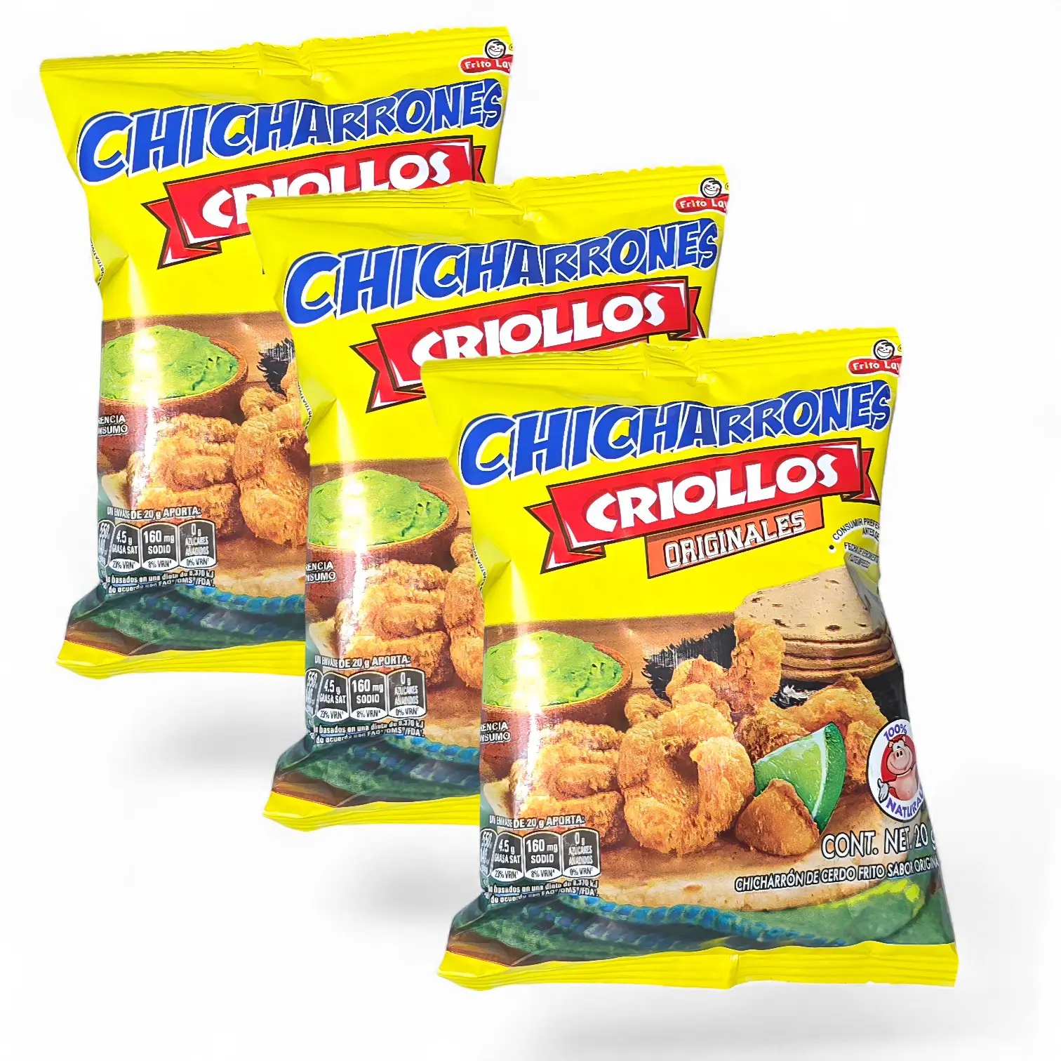 Criollos Chicharrones Snack, Original Flavor, 20g Each, 3-Pack