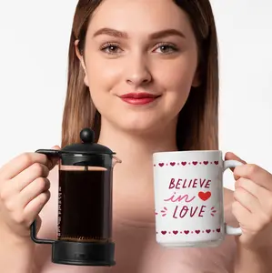 Believe in Love Heart Pattern Ceramic Coffee Mug