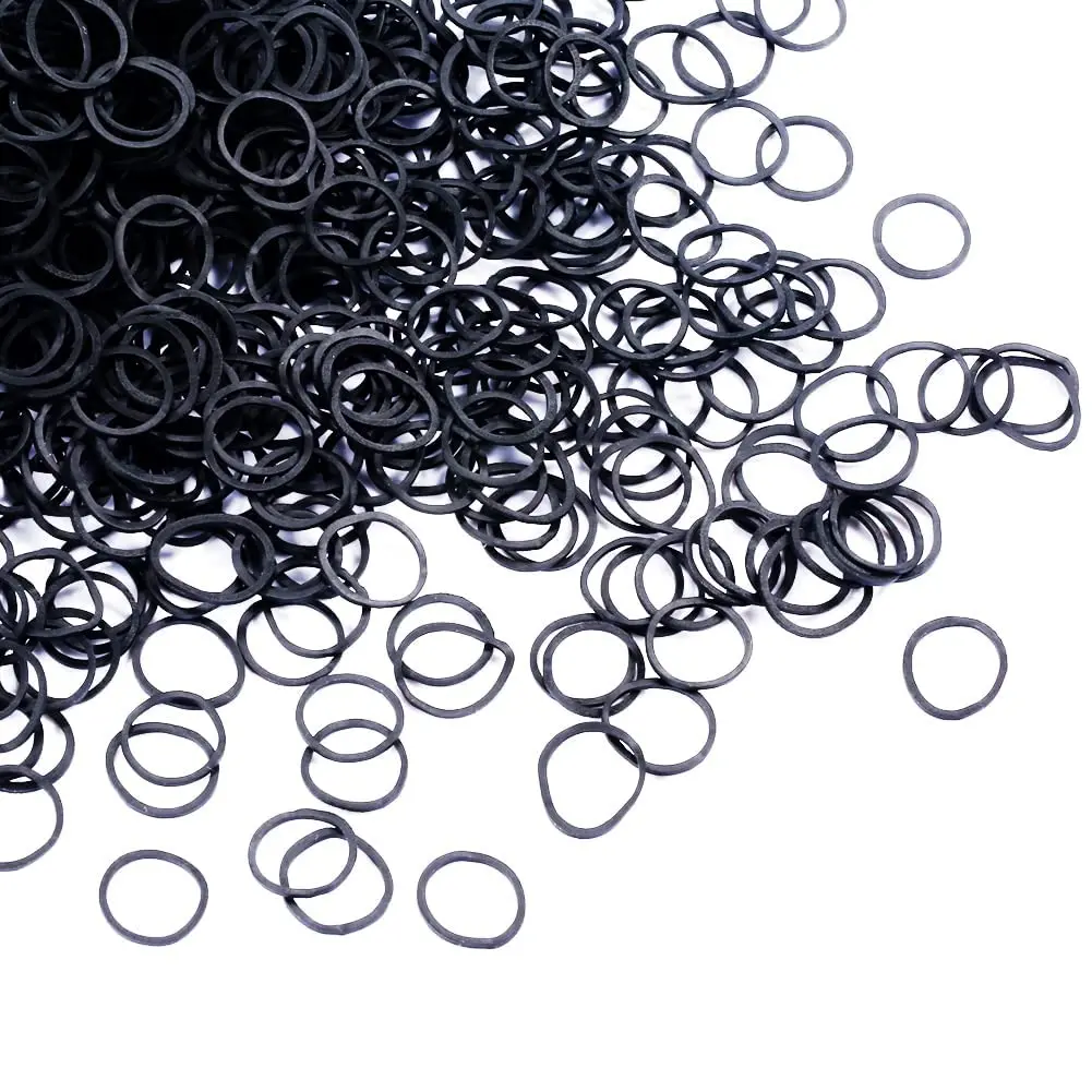 black Elastic Hair Bands, 500 count Mini Rubber Bands with a box Soft Elastic Bands for  Hair Braids Hair