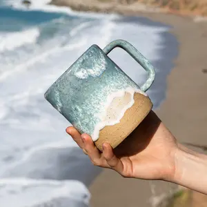 Ocean Shoreline Mug - Handmade Ceramic Coffee & Tea Cup