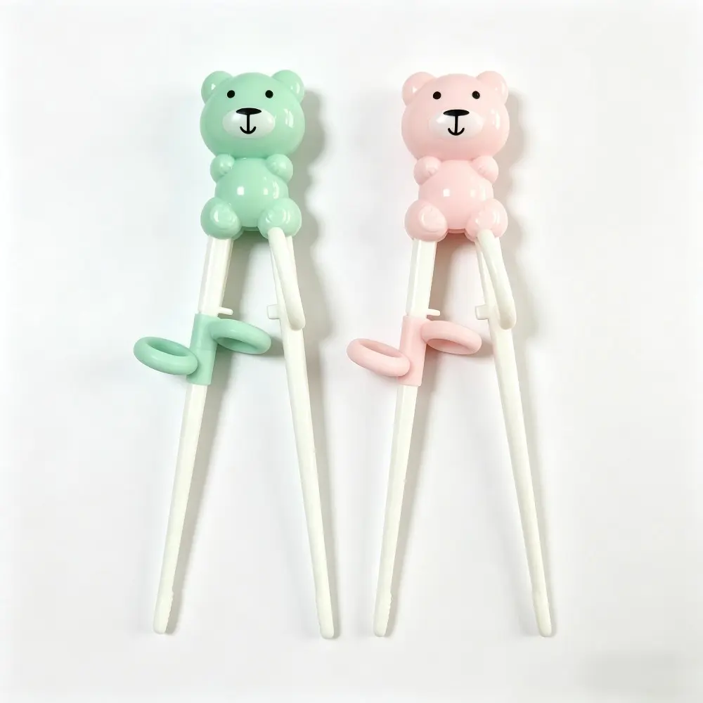Kids' Reusable Training Chopsticks with Cute Bear Design, Easy-Grip Learning Helper for Toddlers with Removable Bridge, Chopsticks Reusable, Kid Chopsticks