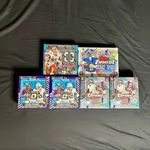 NFL 2025 PYT NEW TOPPS FINEST Hobby Box! Photogenic Hobby Box! 2x Topps Chrome Mega Boxes! 2x Optic Mega Boxes Over 300 Cards! Helix! Let’s Go! Fanatical! Case Hits! Autos and More!