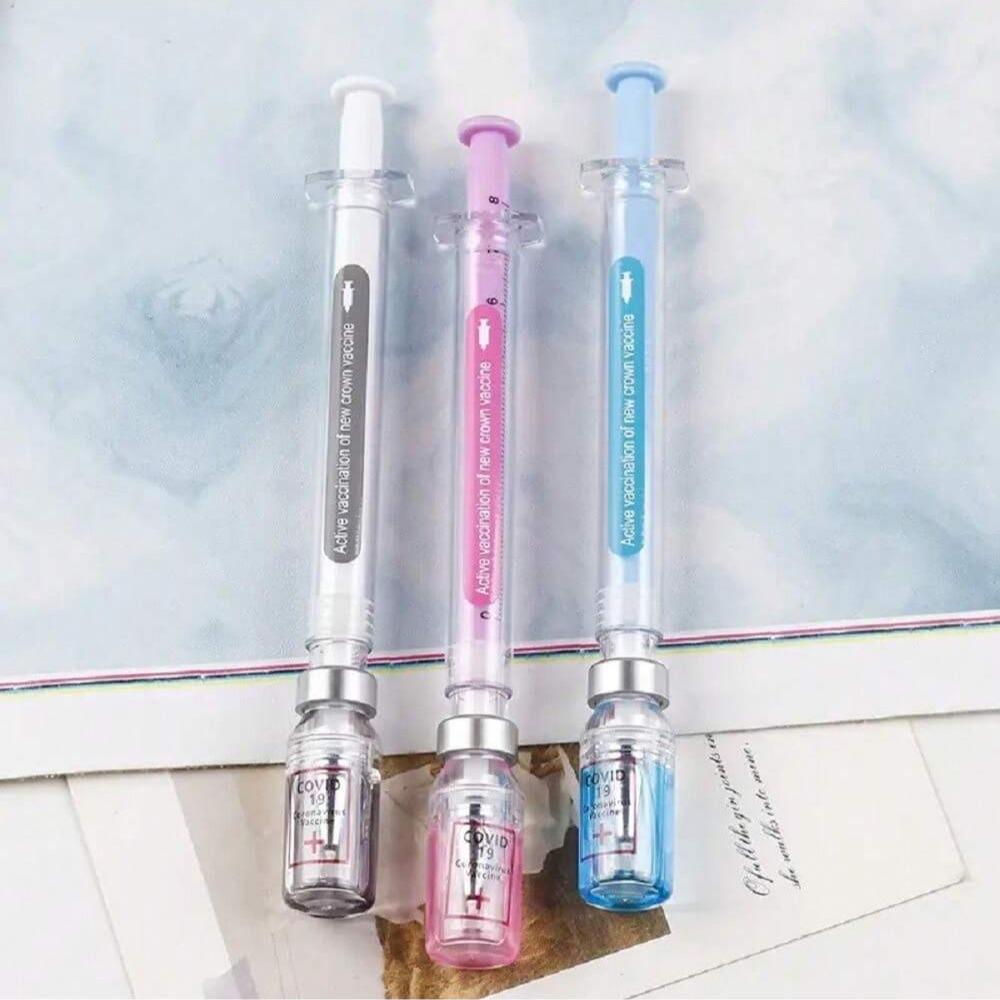 Creative Syringe-Shaped Gel Pen, 3 Counts Portable 0.5mm Multi-purpose Writing Pen, Modern Funny Writing Pen, Unique Pens for Students Office Workers, Writing Markers Supplies, Office Stationery & Supplies